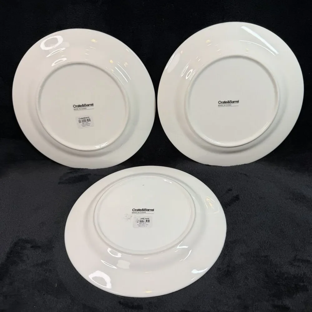 Crate & Barrel Passion Flower Plates Set of 3 Orange Floral 8” Salad Dessert